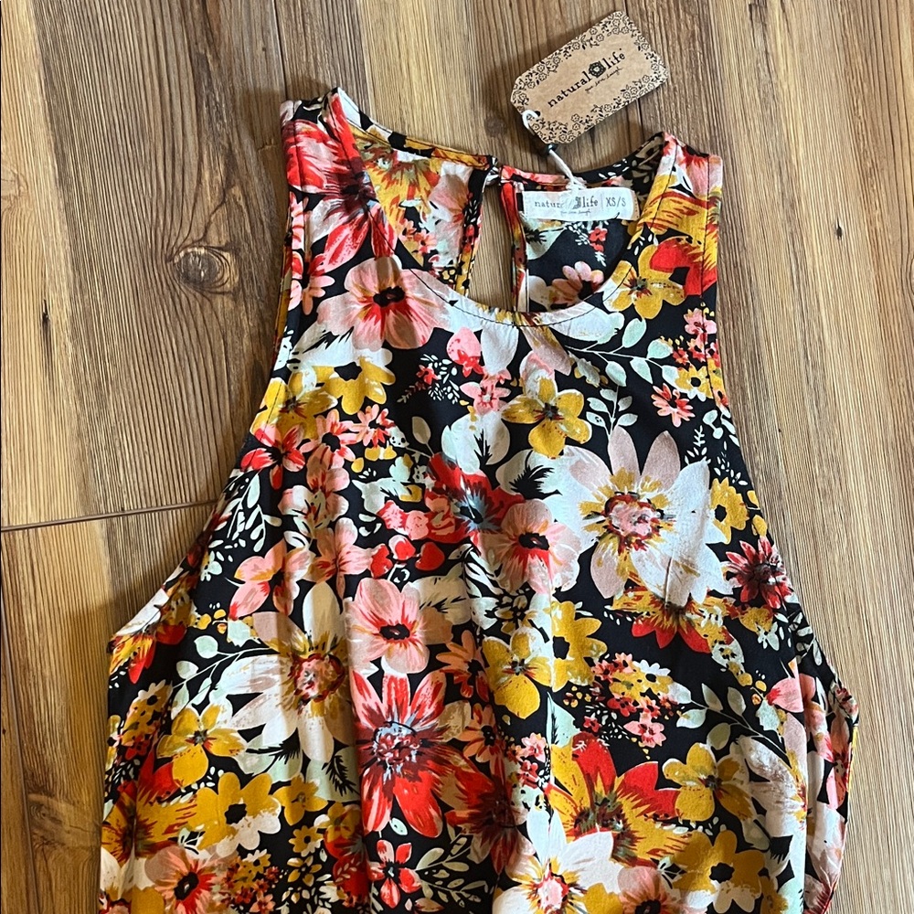 NATURAL LIFE Floral Maxi Tank Dress - Black, Red, Yellow